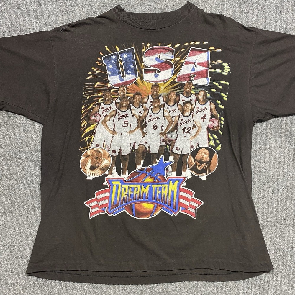 Vintage 90s NBA Dream Team 2 USA Olympics Rap Tee Sz 2XL Bay Club Single Stitch
